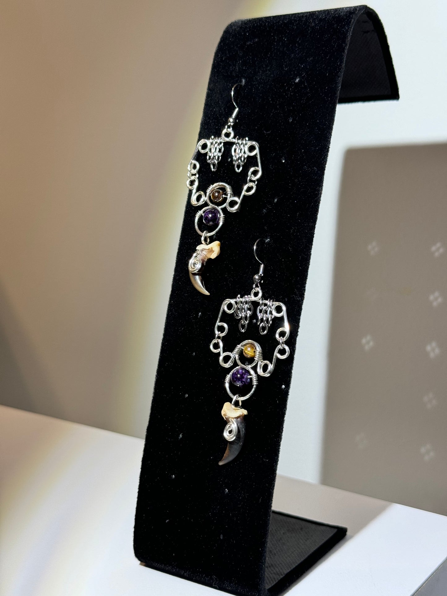 Coyote Claw & Amethyst Earrings